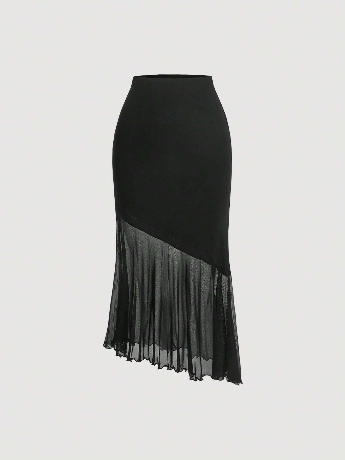 MOD Ladies' Solid Color Asymmetrical Hem Midi Skirt - Image 11