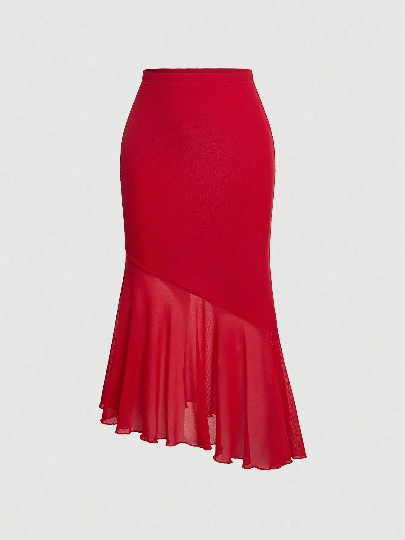 MOD Ladies' Solid Color Asymmetrical Hem Midi Skirt - Image 2