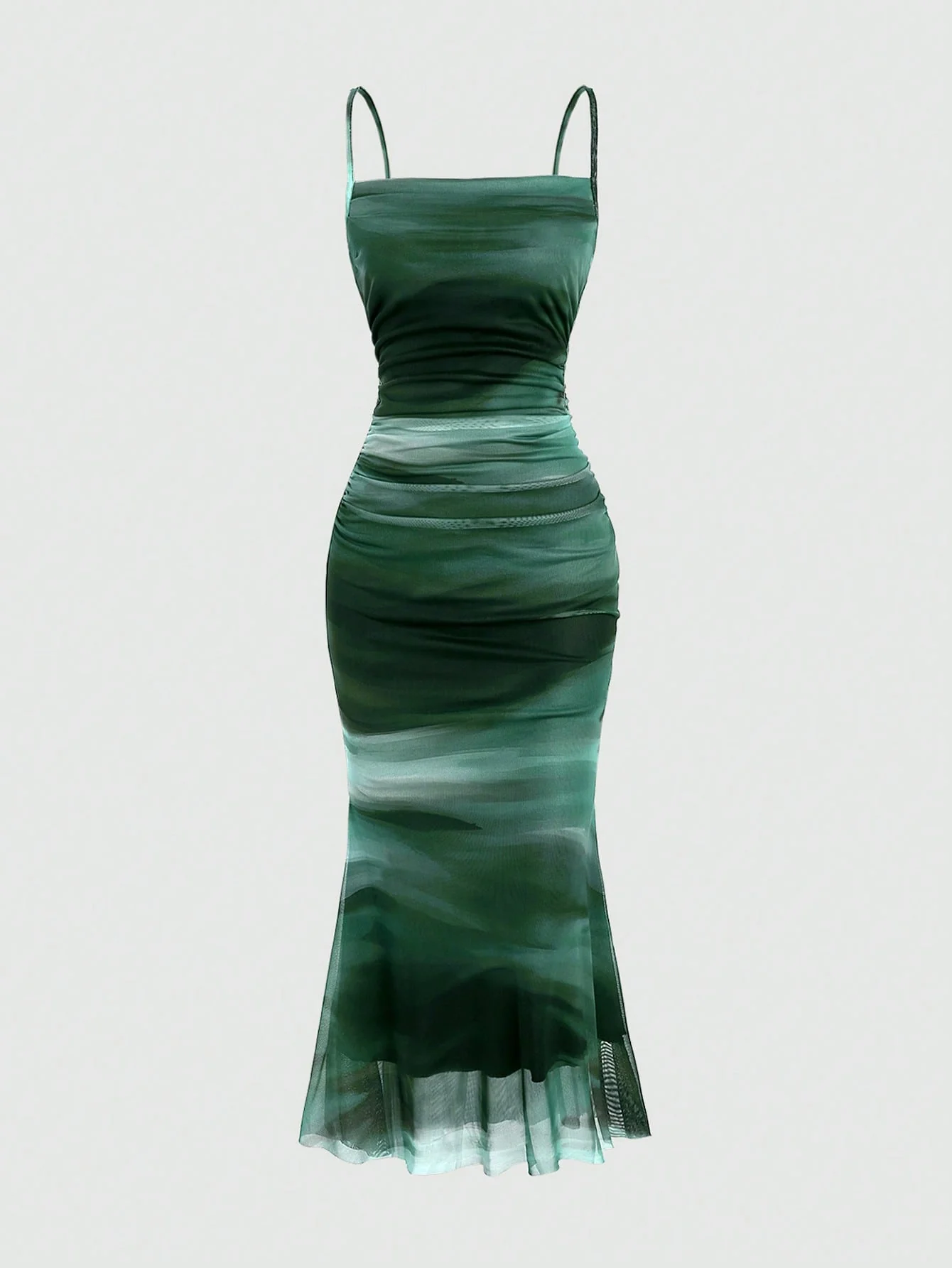 MOD Summer Tie Dye Ombre Mesh Pleated Empire Waist Mermaid Hem Cami Dress - Image 4