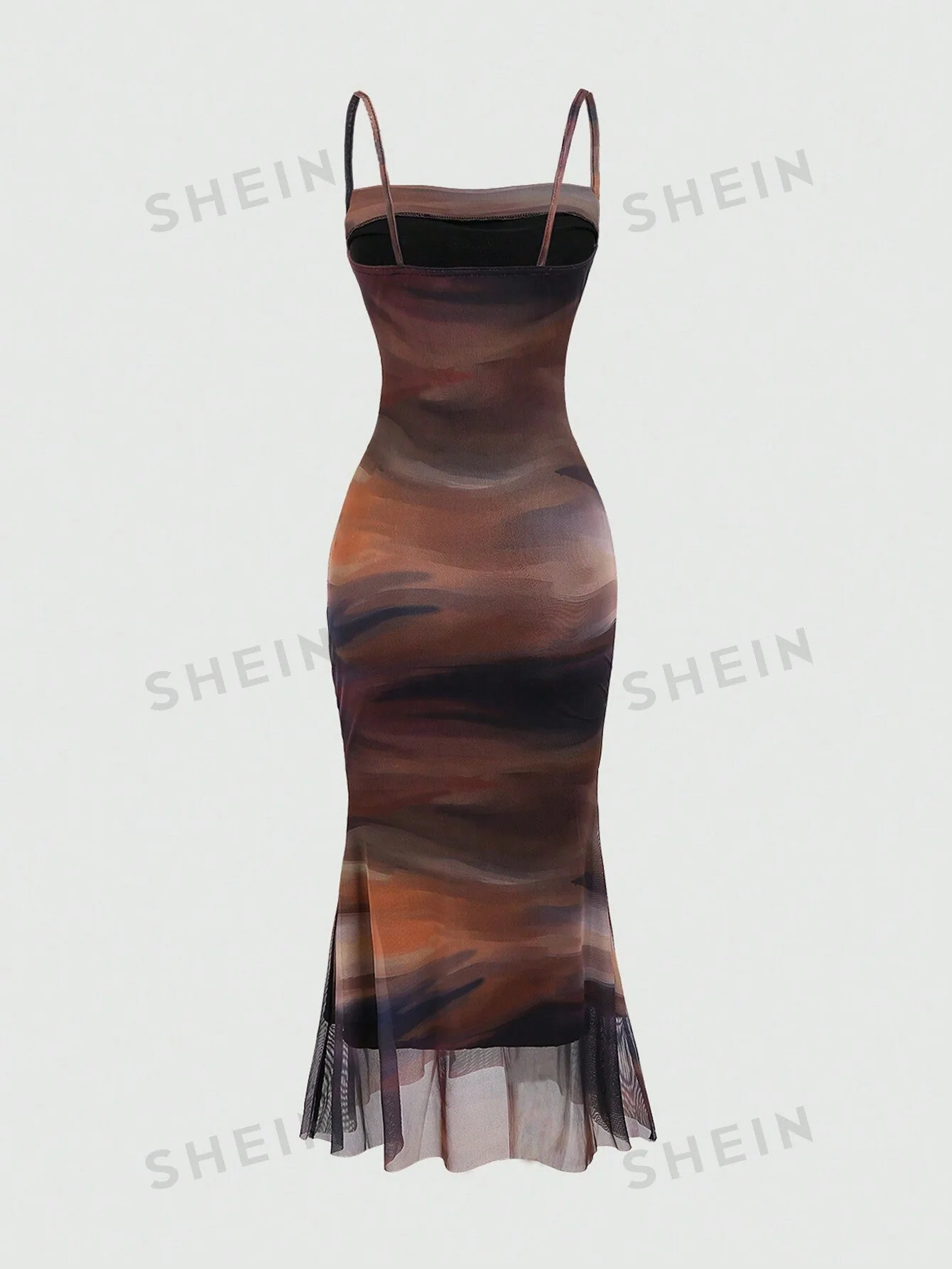 MOD Summer Tie Dye Ombre Mesh Pleated Empire Waist Mermaid Hem Cami Dress - Image 5