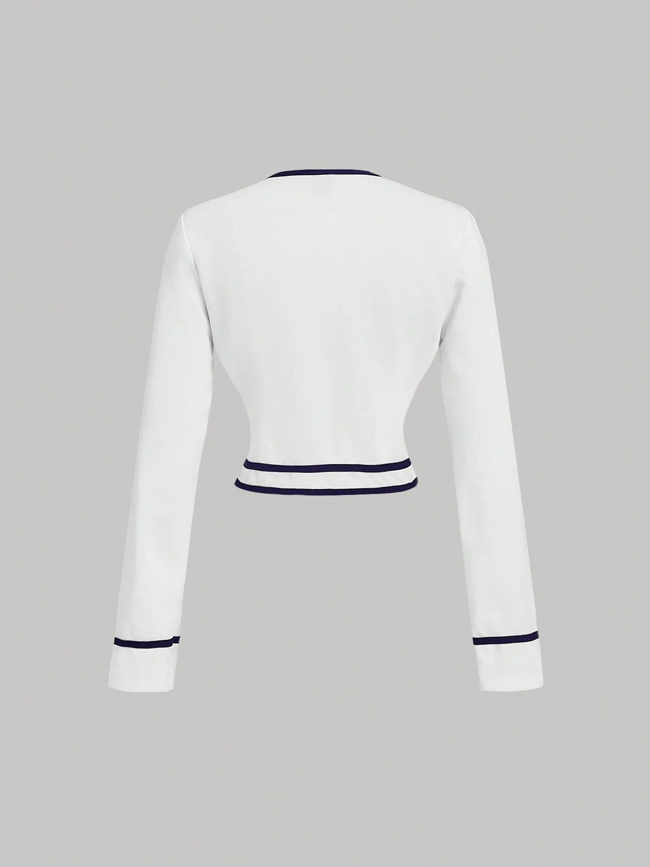 MOD Women's Round Neck Contrast Trim Long Sleeve Top And Straight Leg Casual Pants Suit - Image 10
