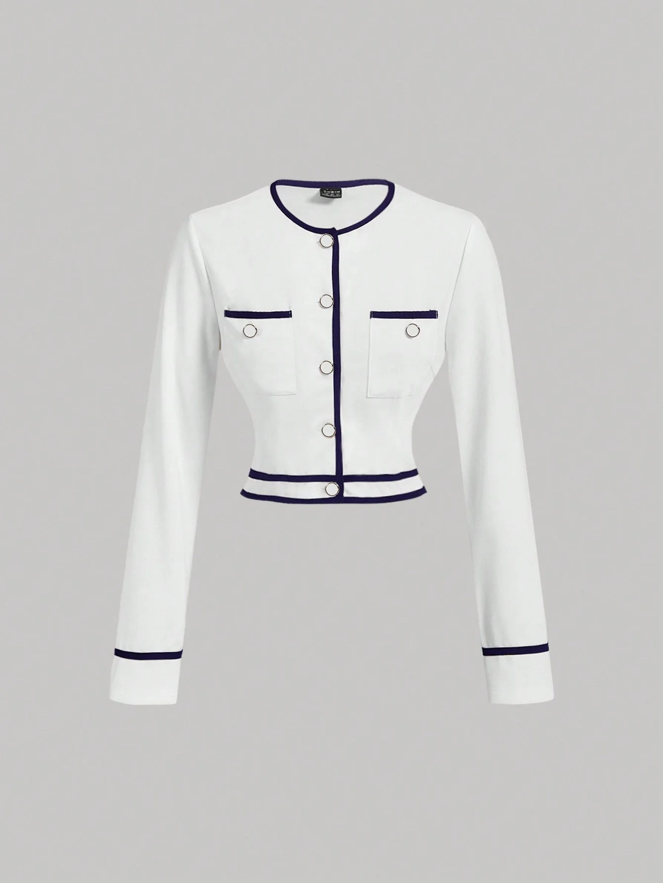 MOD Women's Round Neck Contrast Trim Long Sleeve Top And Straight Leg Casual Pants Suit - Image 9