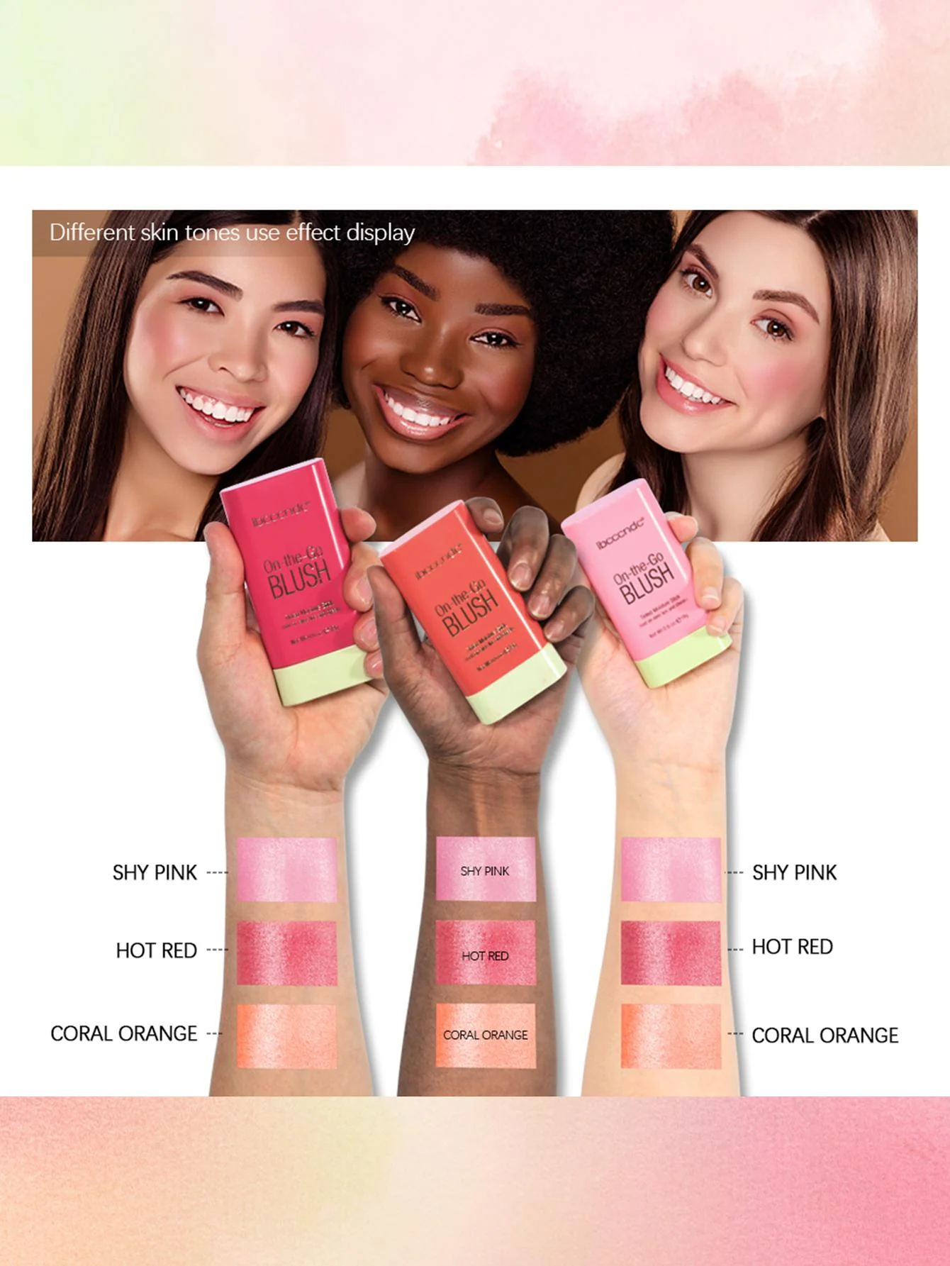 Moisturizing Blush Stick, Tinted Solid Moisturizer Stick For Cheek & Eyes & Lips #Coral Orange - Image 7
