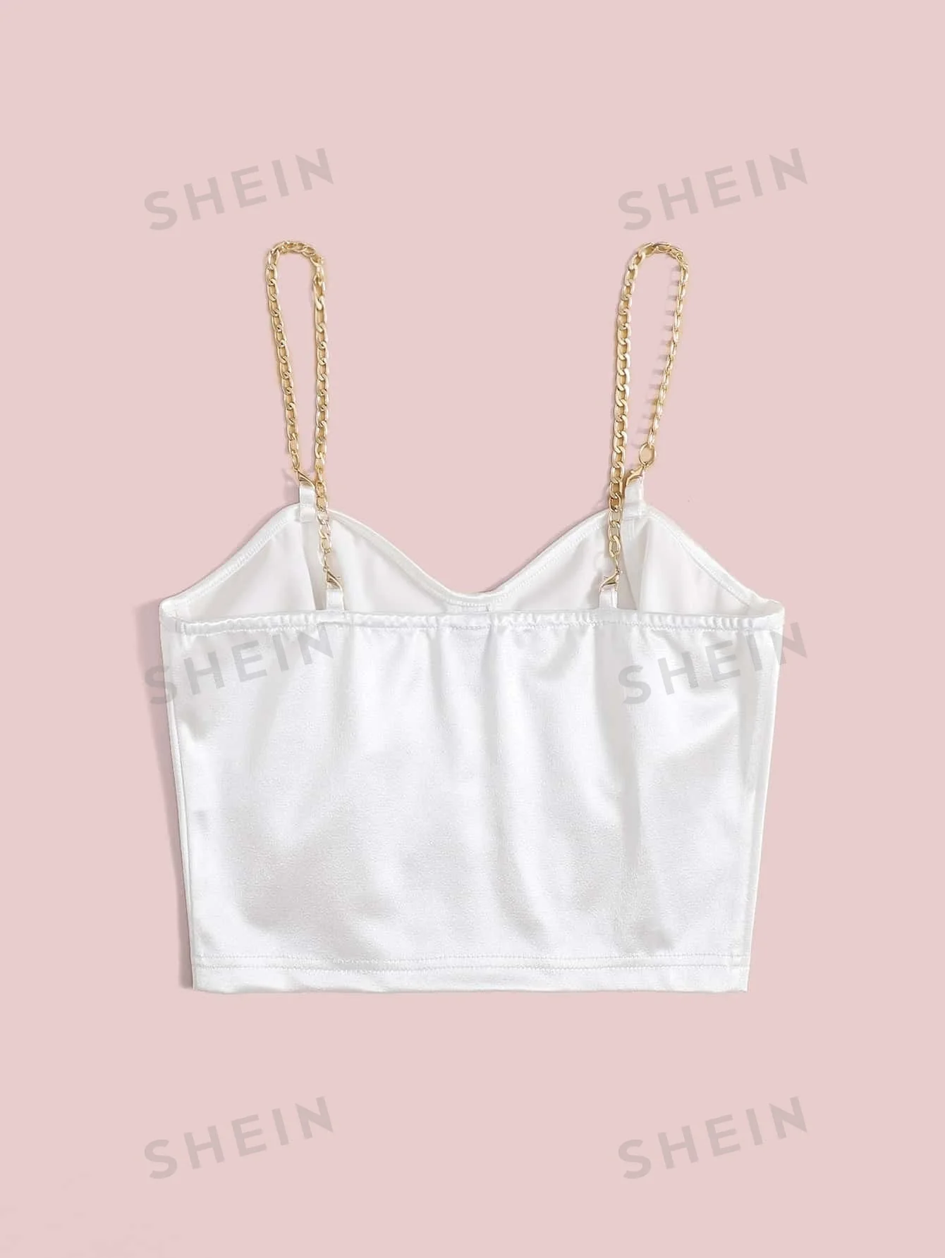 MOOSTA Chain Detail Silky Bustier Cami Crop Top - Image 4
