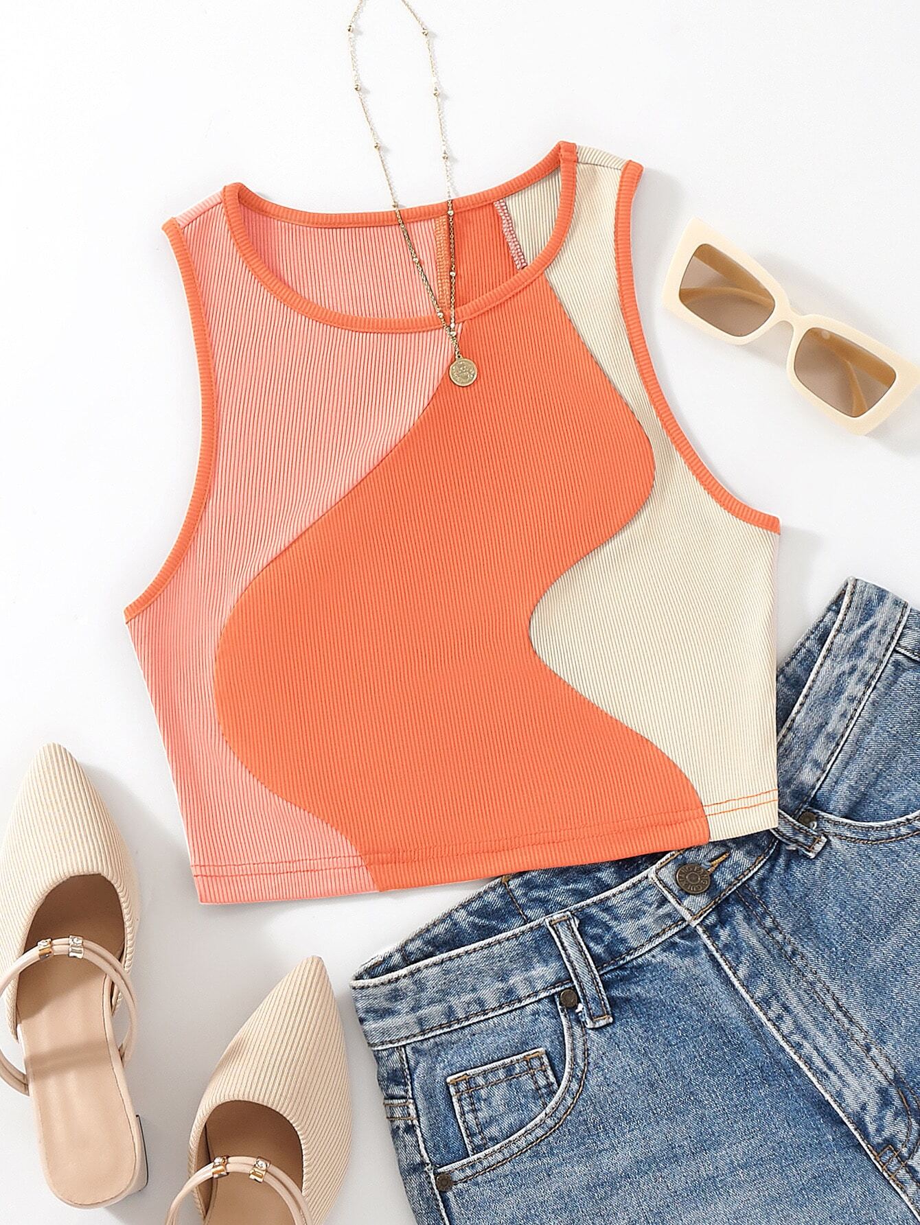 MOOSTA Color Block Tank Top, Going Out Top - Image 13