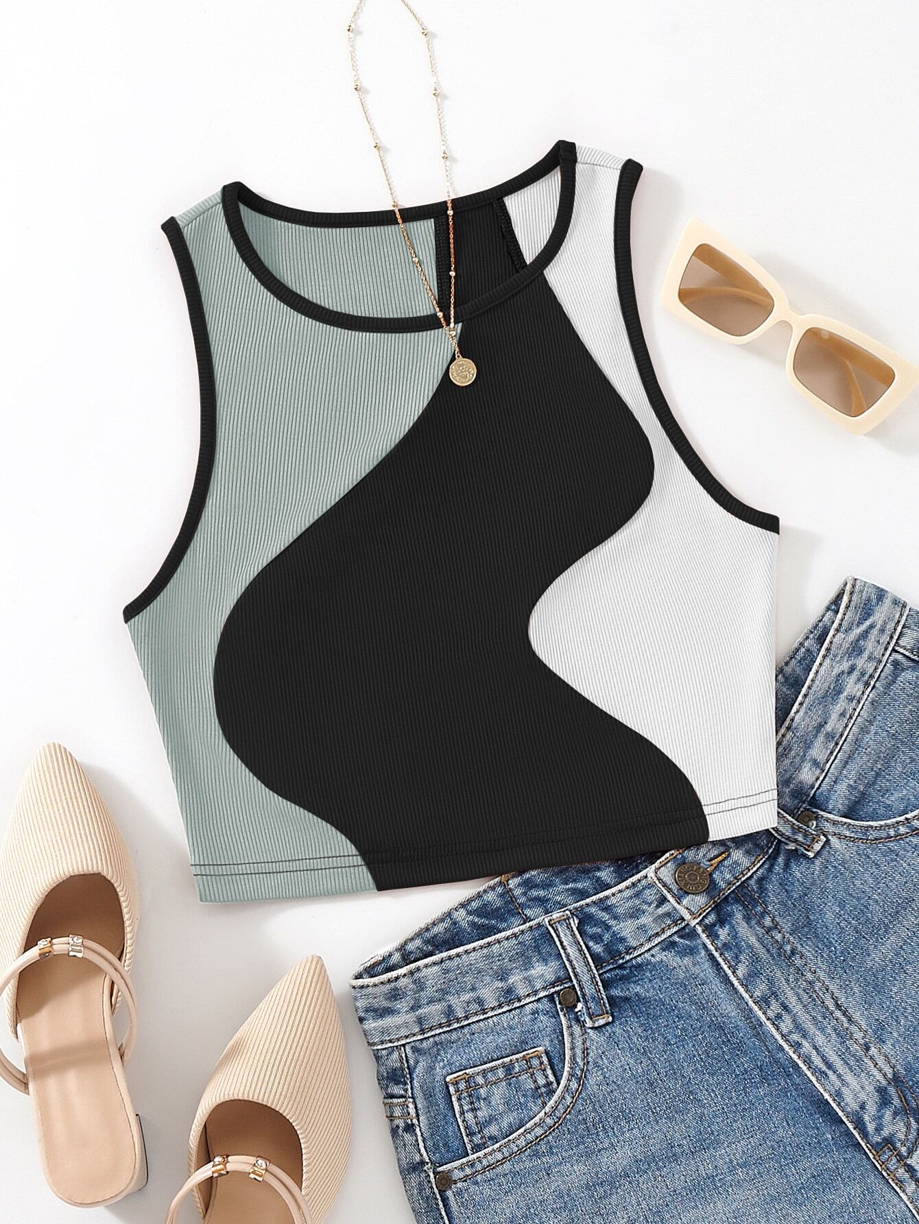 MOOSTA Color Block Tank Top, Going Out Top - Image 16