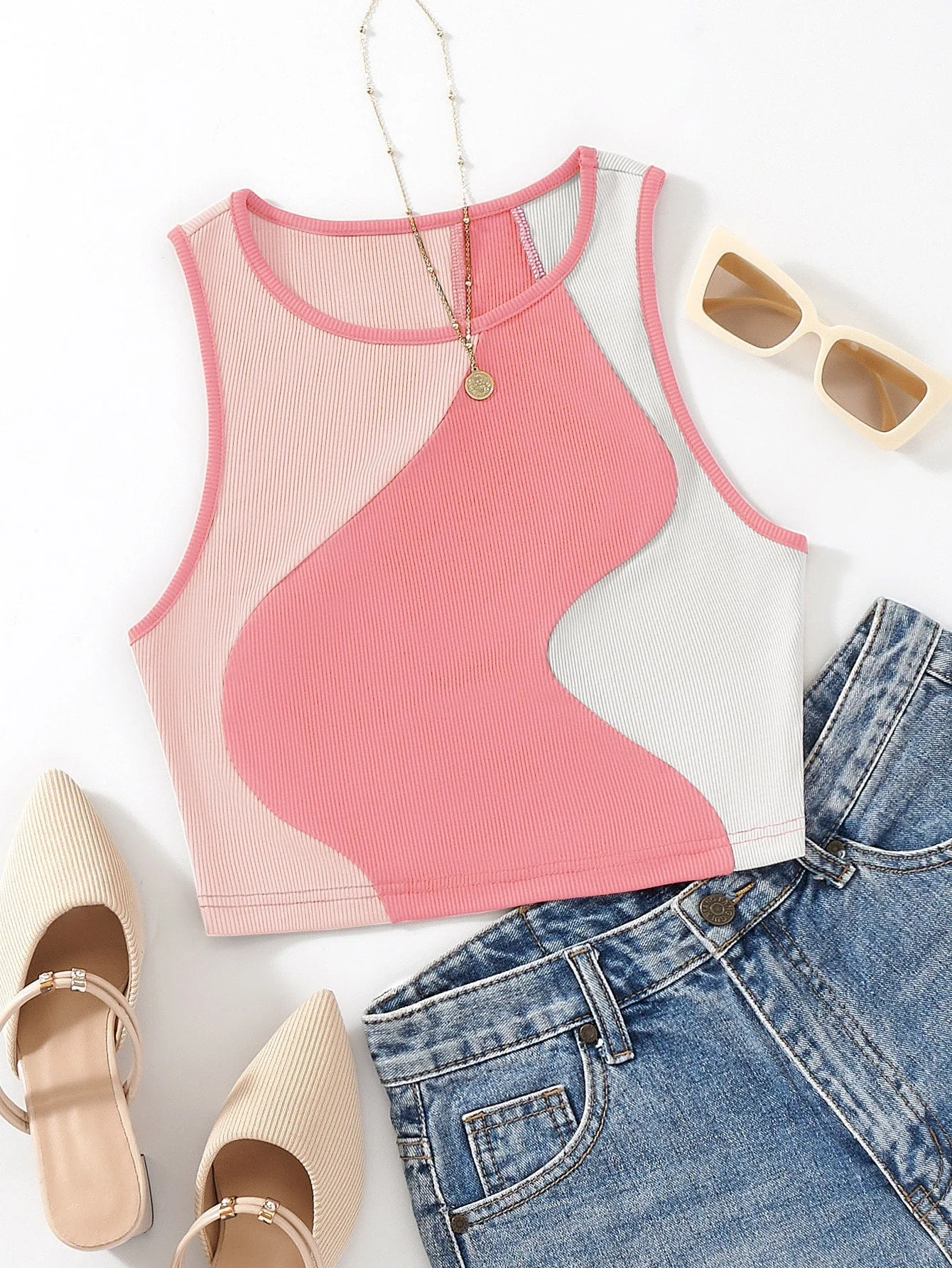 MOOSTA Color Block Tank Top, Going Out Top - Image 2