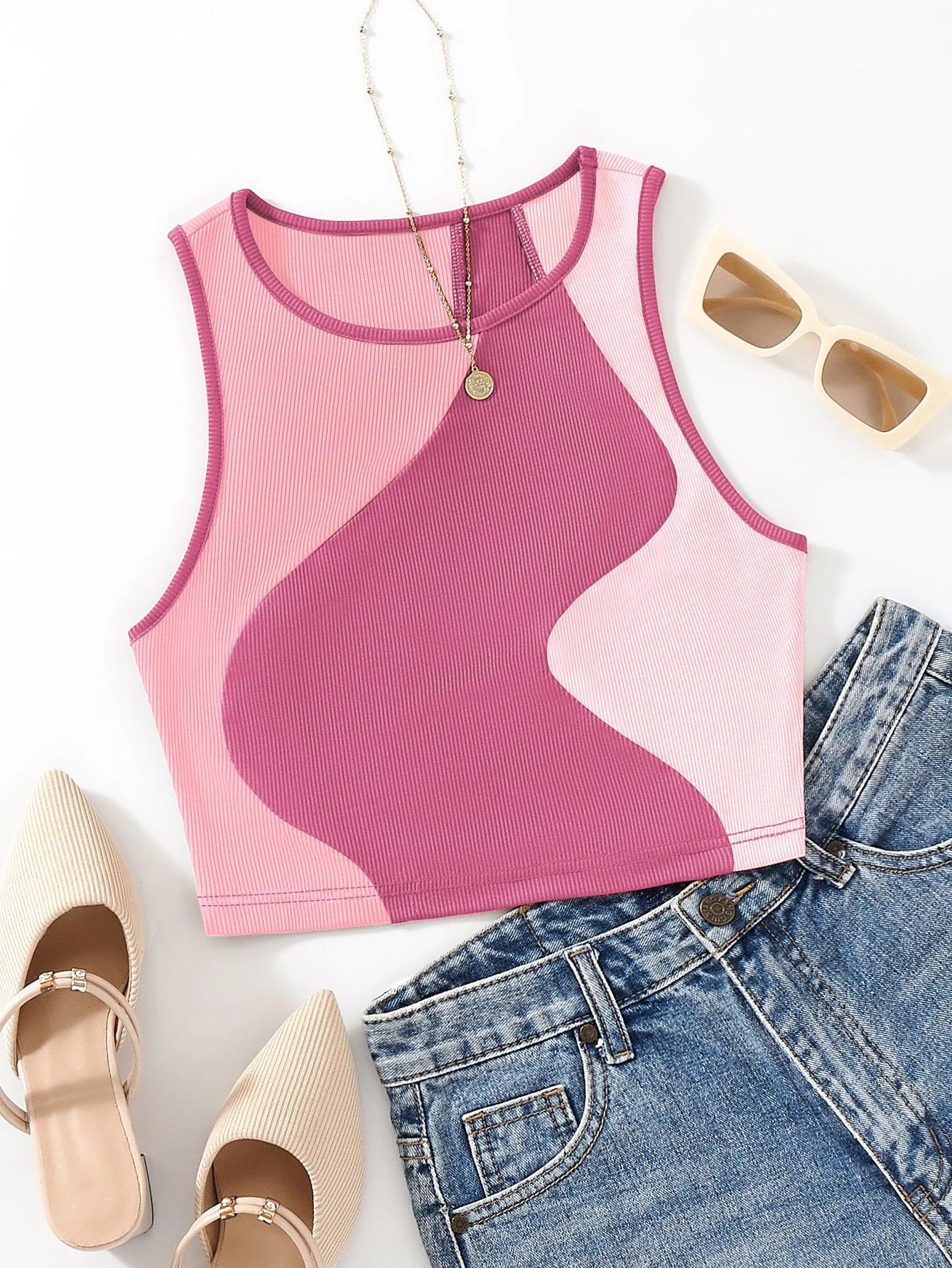 MOOSTA Color Block Tank Top, Going Out Top - Image 6