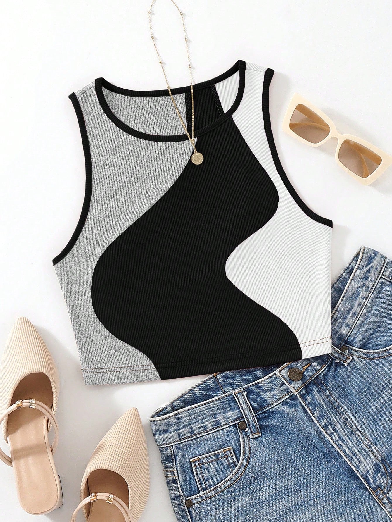 MOOSTA Color Block Tank Top, Going Out Top - Image 8
