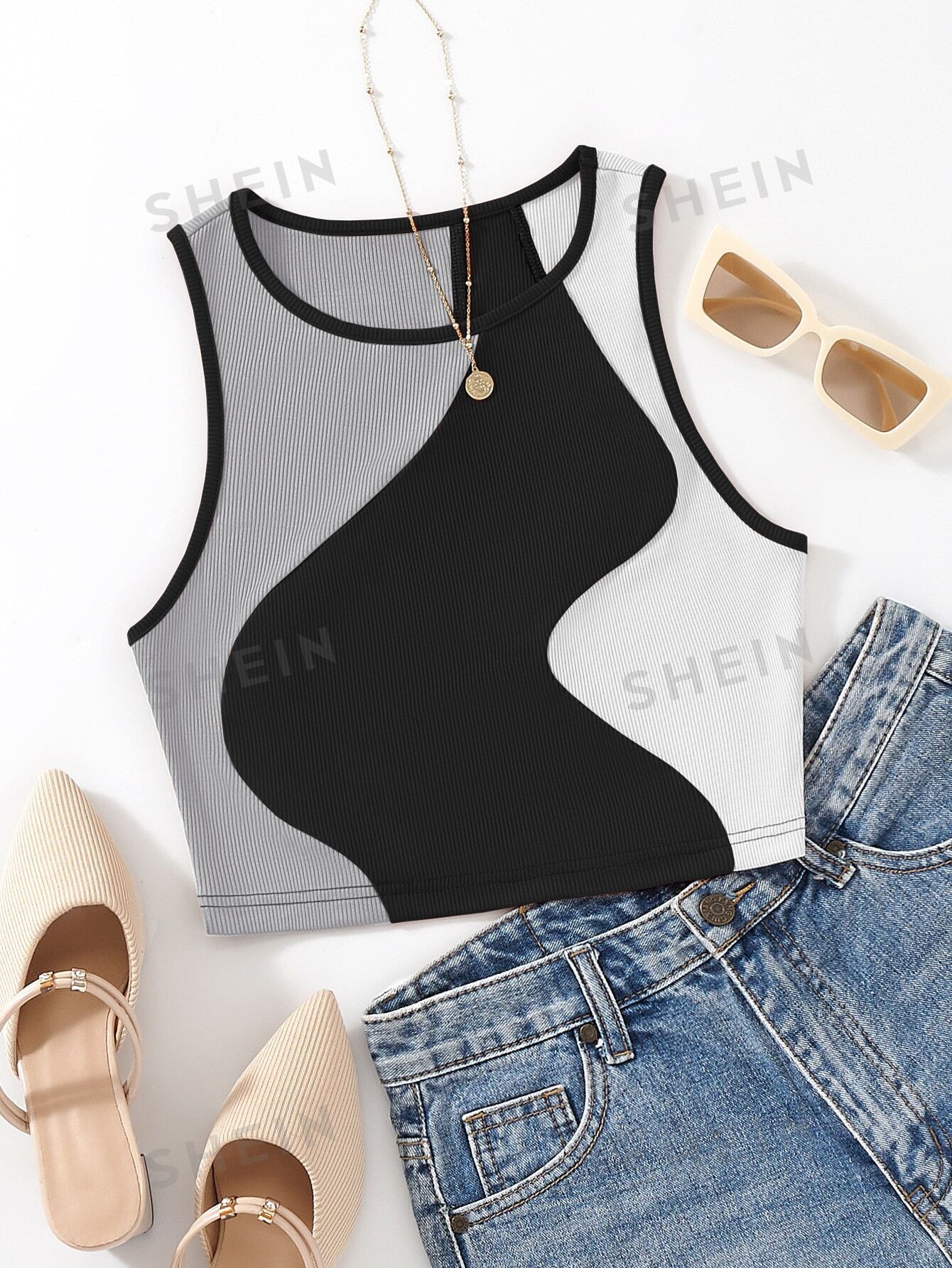 MOOSTA Color Block Tank Top, Going Out Top - Image 9