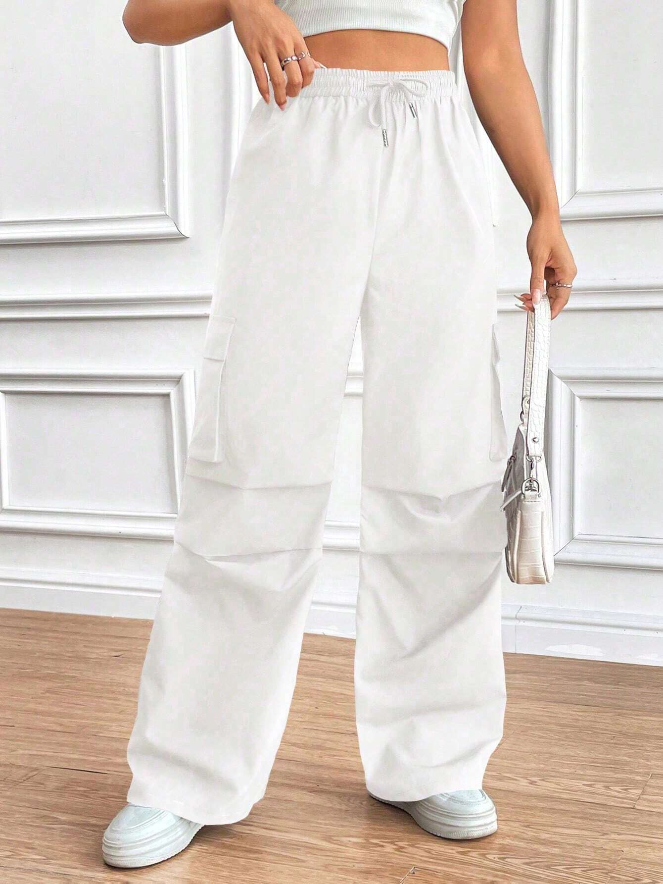 MOOSTA Women'S Drawstring Wrinkle Design Cargo Pants FD - Image 13