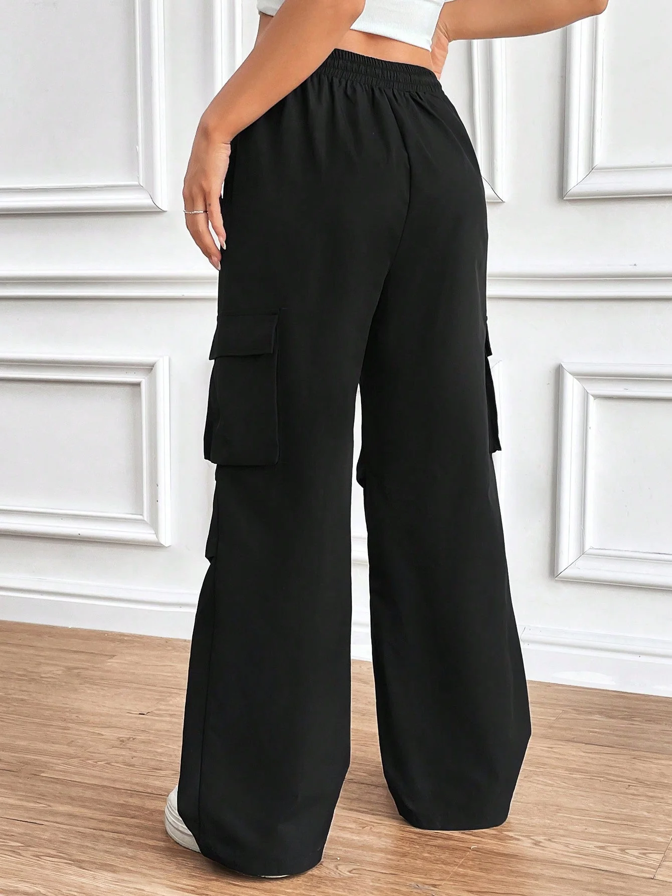 MOOSTA Women'S Drawstring Wrinkle Design Cargo Pants FD - Image 5
