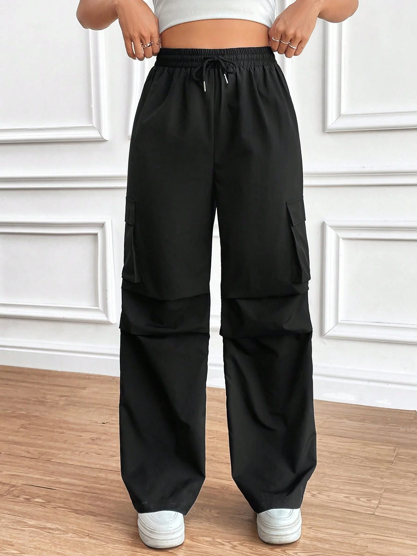 MOOSTA Women'S Drawstring Wrinkle Design Cargo Pants FD - Image 8