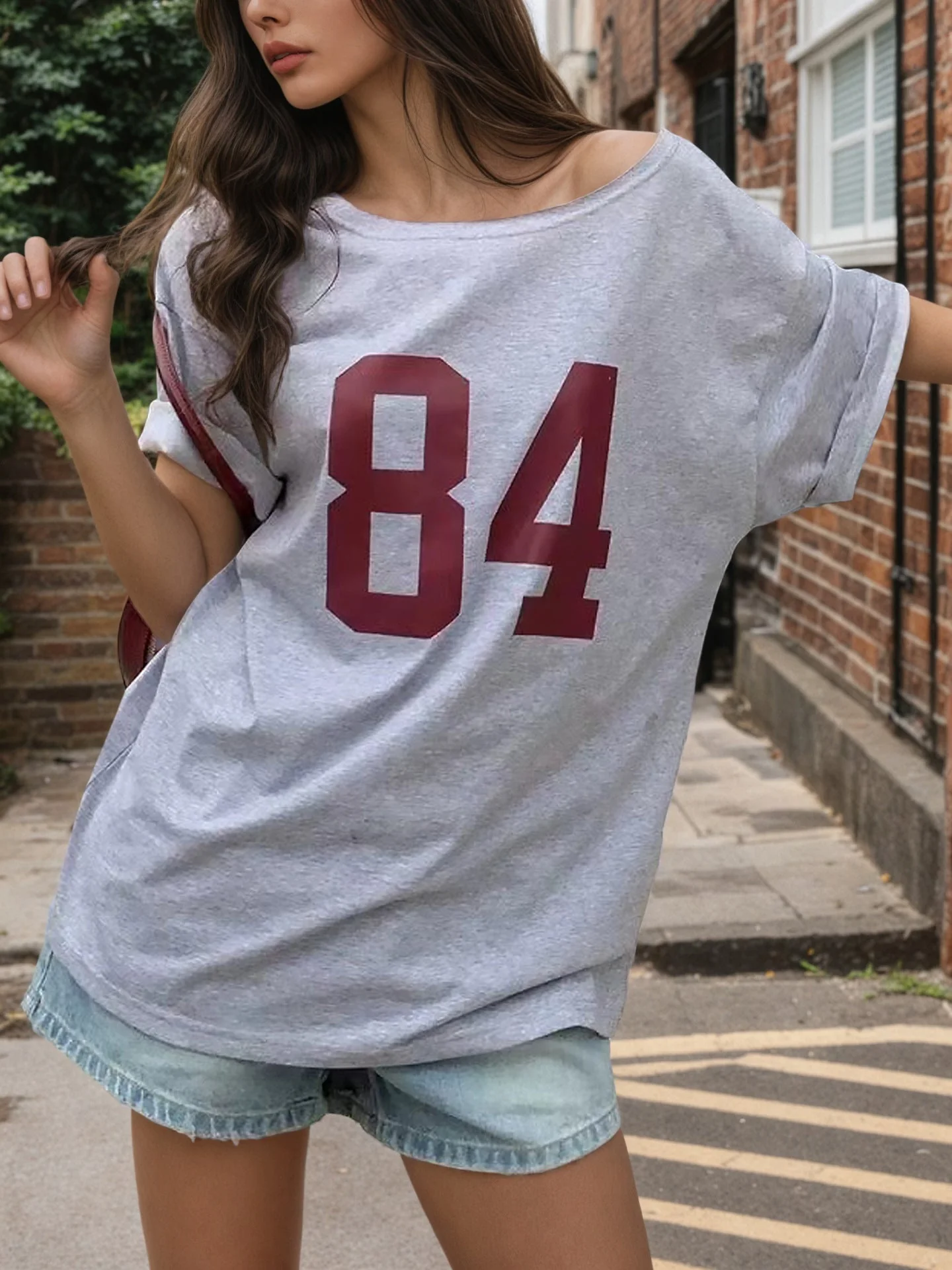 Multi-color letter printing T-shirt women's 2025 new sexy Spice Girls medium and long top women's summer spot - Image 10