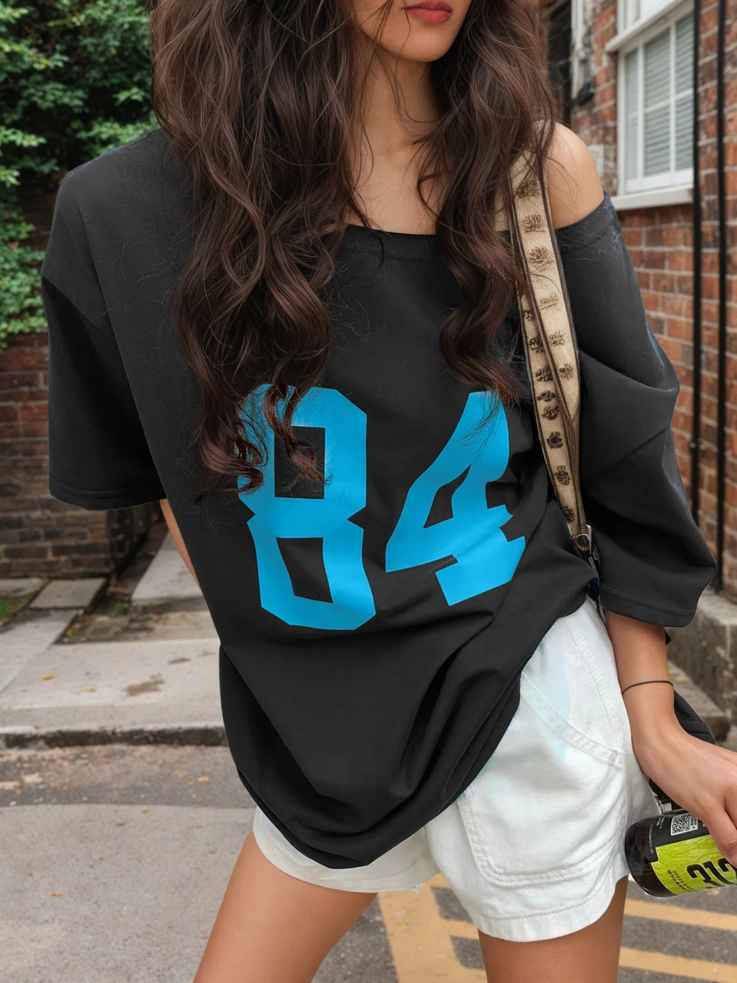 Multi-color letter printing T-shirt women's 2025 new sexy Spice Girls medium and long top women's summer spot - Image 8