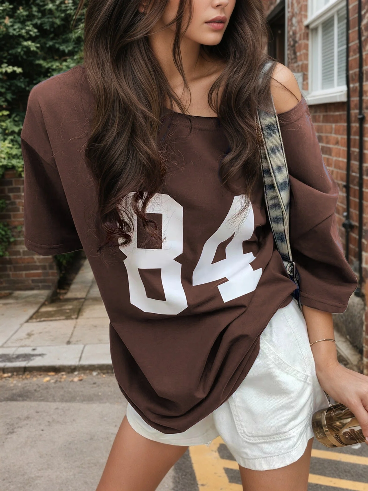 Multi-color letter printing T-shirt women's 2025 new sexy Spice Girls medium and long top women's summer spot - Image 9