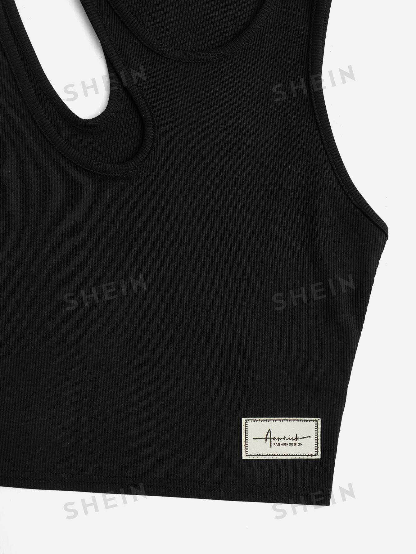 Mulvari Letter Patched Detail Cut Out Tank Top - Image 5