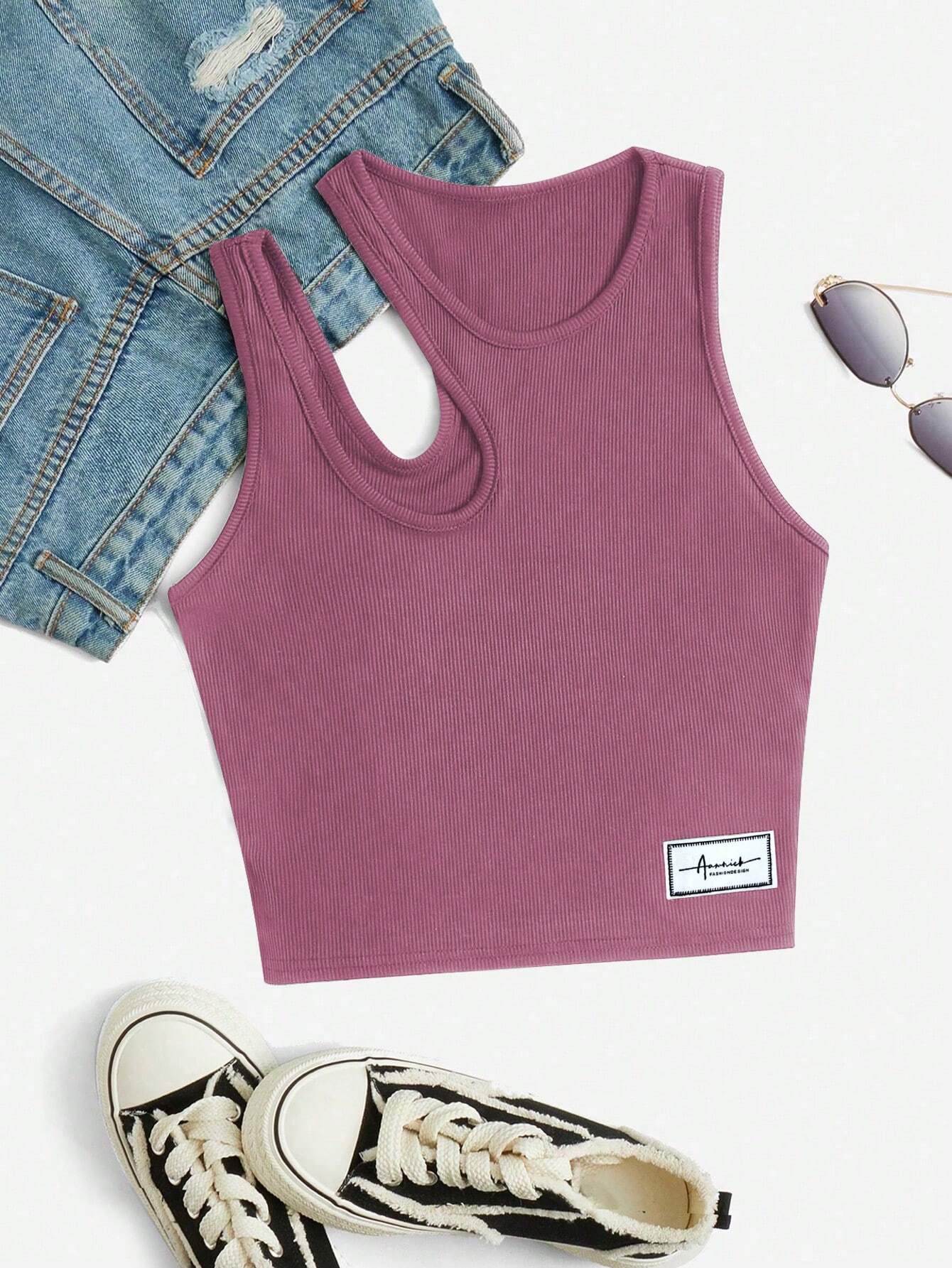 Mulvari Letter Patched Detail Cut Out Tank Top - Image 8