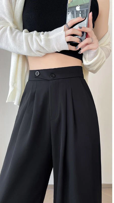 Narrow version wide-leg pants women's pants spring and autumn 2025 new casual straight-leg suit pants women's clothing high-waisted small pants women