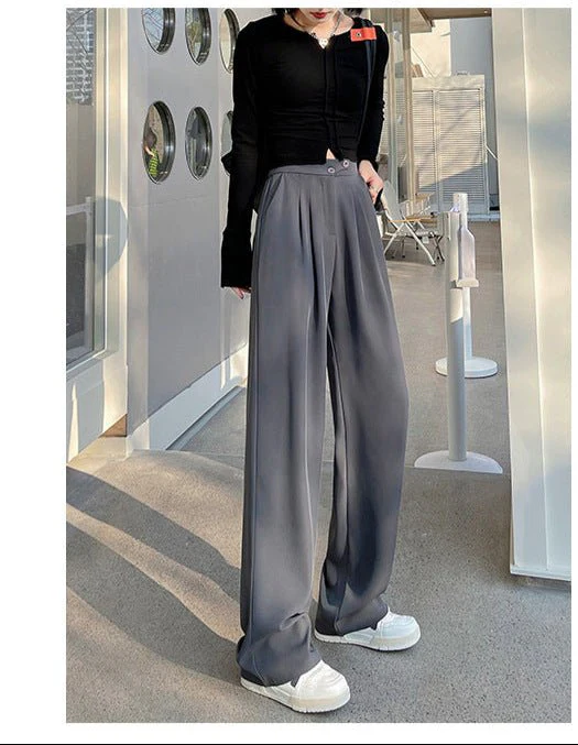 Narrow version wide-leg pants women's pants spring and autumn 2025 new casual straight-leg suit pants women's clothing high-waisted small pants women - Image 4