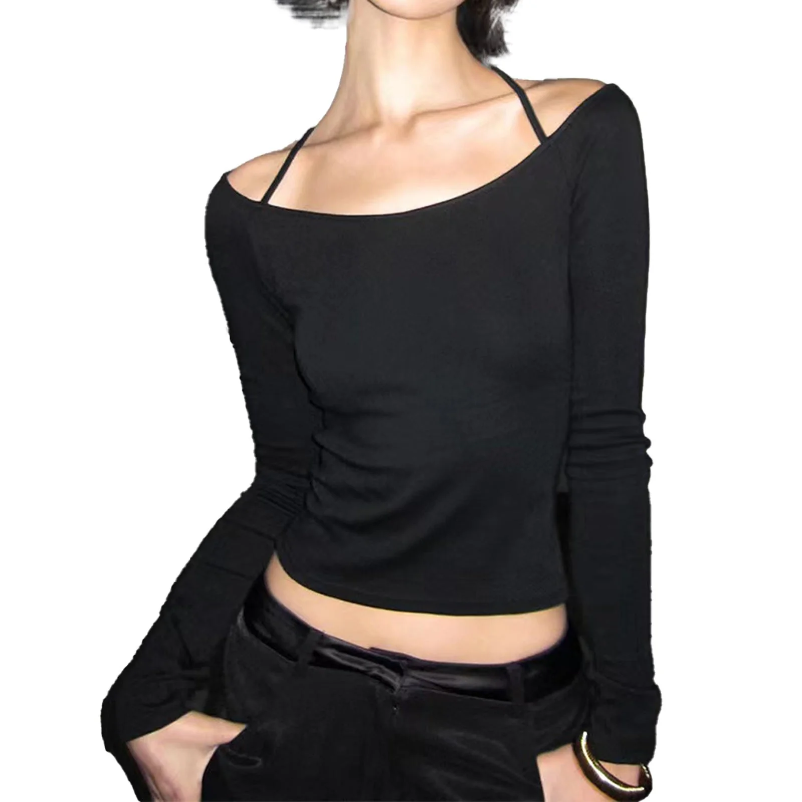 Neck slim-fitting bottoming shirt Spice Girl top