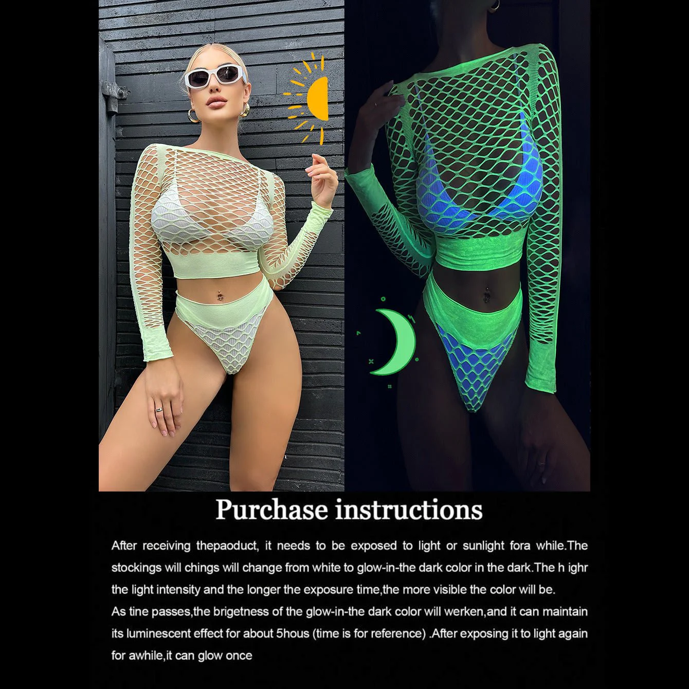 Neon Glow Queen | Fluorescent Green Nylon Role-Play Outfit - Image 3