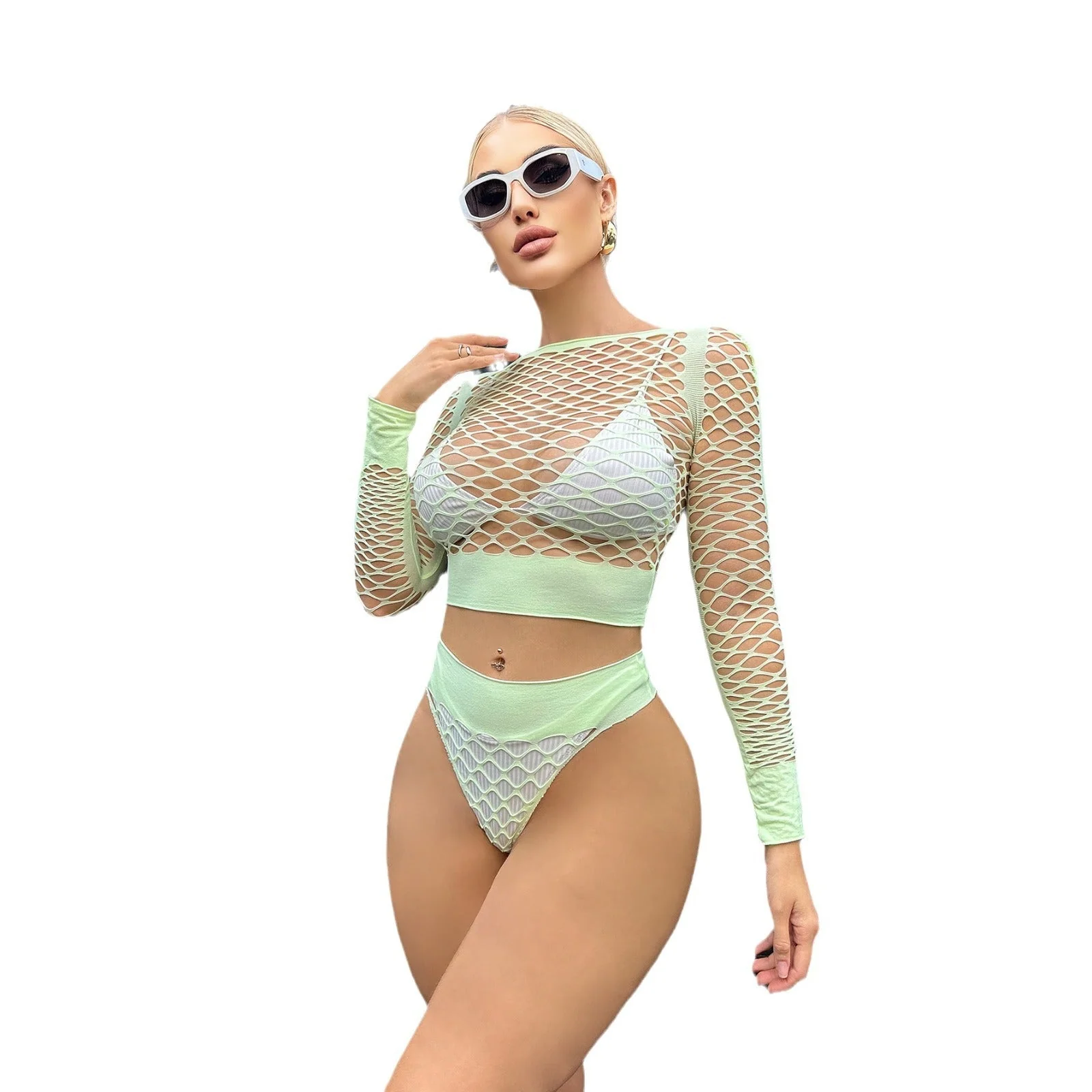 Neon Glow Queen | Fluorescent Green Nylon Role-Play Outfit - Image 6