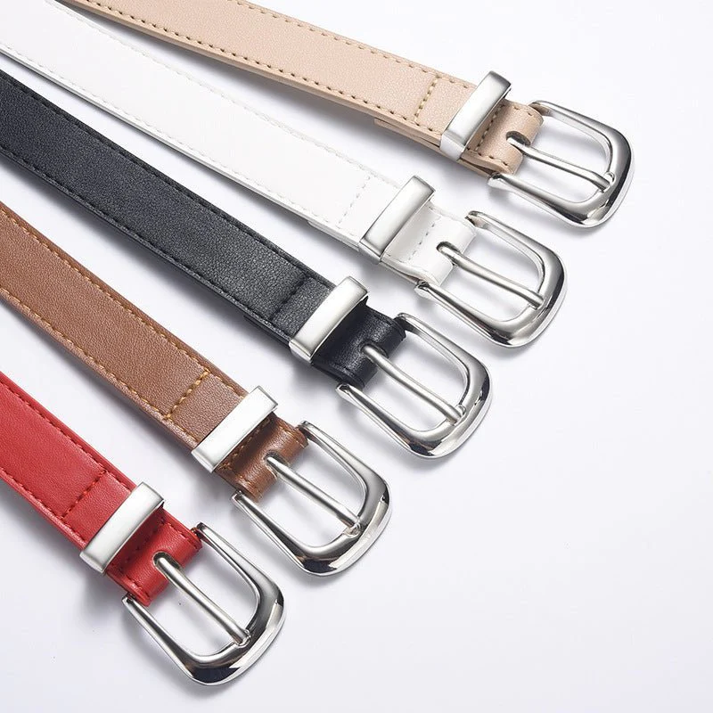 New cross-border women's pin buckle small belt thin belt simple dress student jeans accessories pu leather belt - Image 8