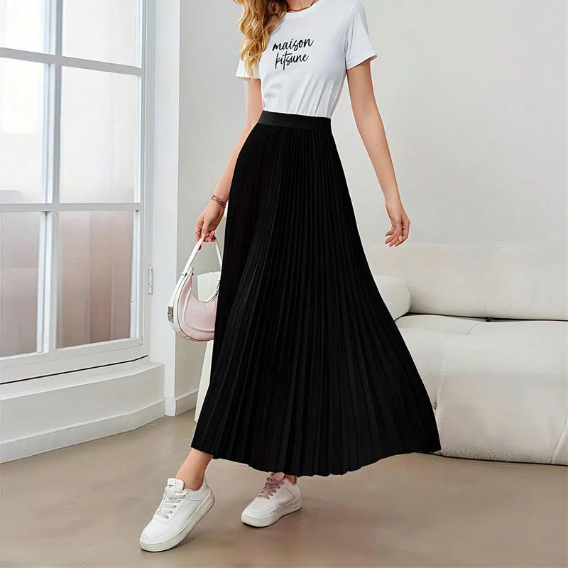 New elegant pleated pendulum umbrella skirt polyester skirt women - Image 2
