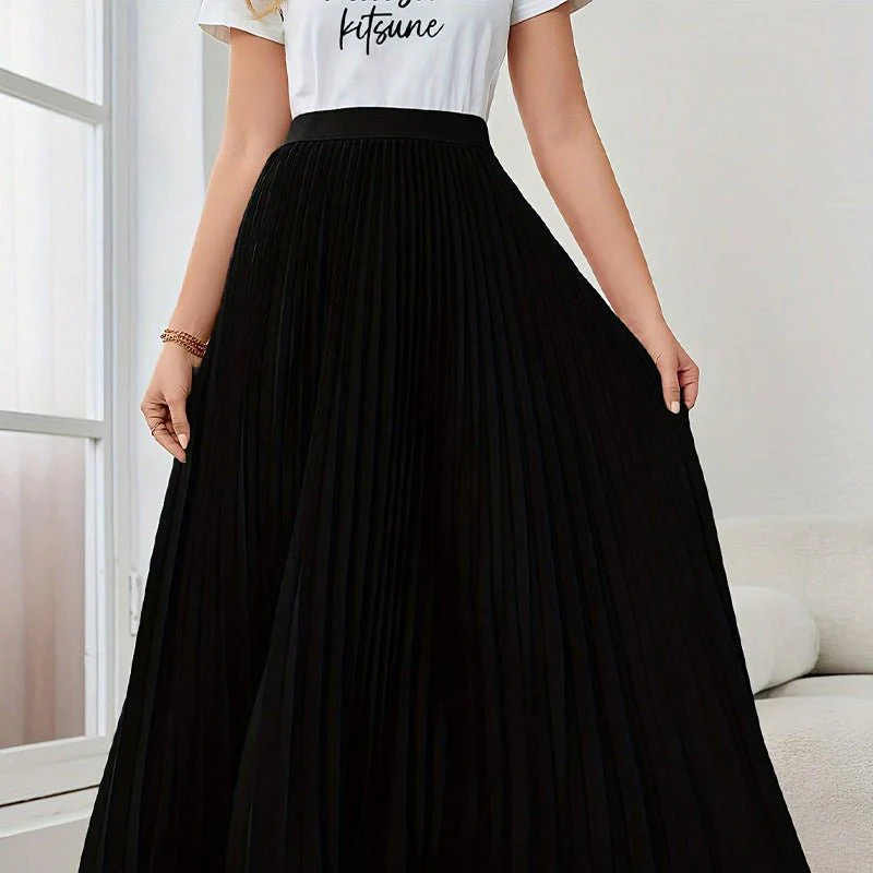 New elegant pleated pendulum umbrella skirt polyester skirt women - Image 4