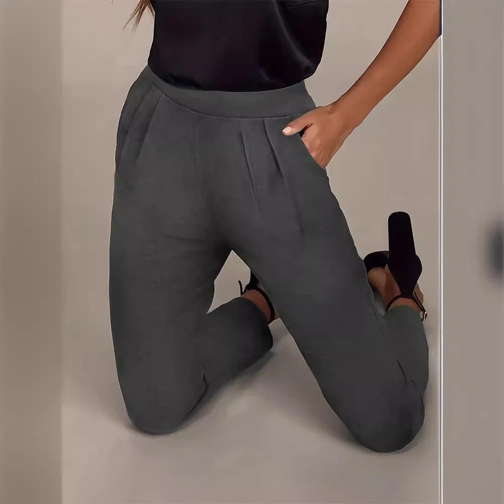 New elegant versatile elastic waist pocket suit pants - Image 10