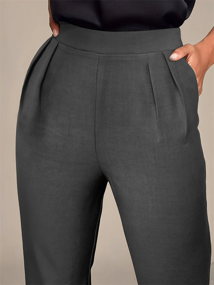 New elegant versatile elastic waist pocket suit pants - Image 11
