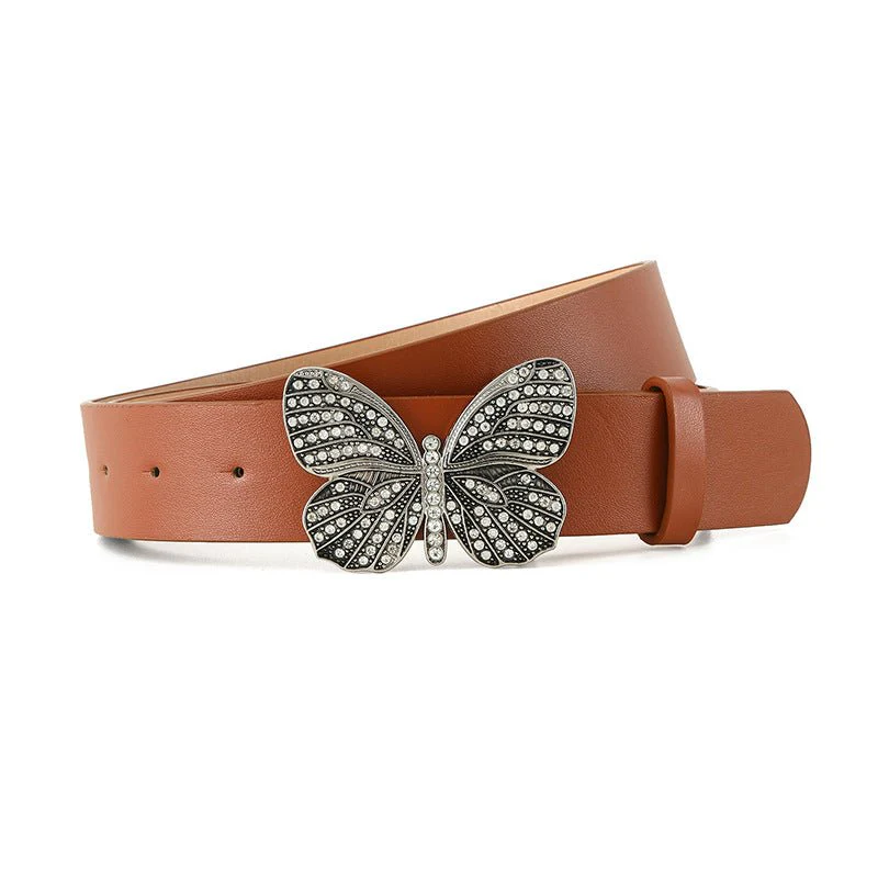 New fashion rhinestone inlaid women's belt butterfly buckle dress fashionable and versatile personality belt FD - Image 3