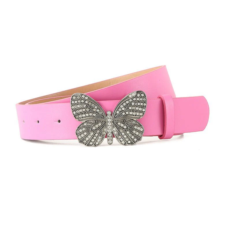 New fashion rhinestone inlaid women's belt butterfly buckle dress fashionable and versatile personality belt FD - Image 4