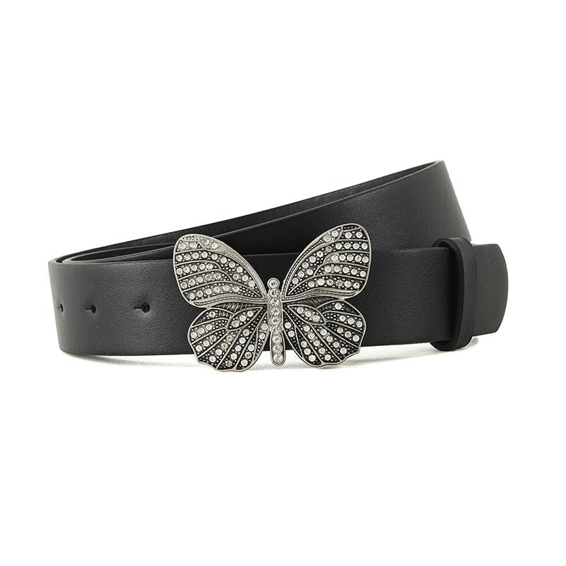 New fashion rhinestone inlaid women's belt butterfly buckle dress fashionable and versatile personality belt FD - Image 5