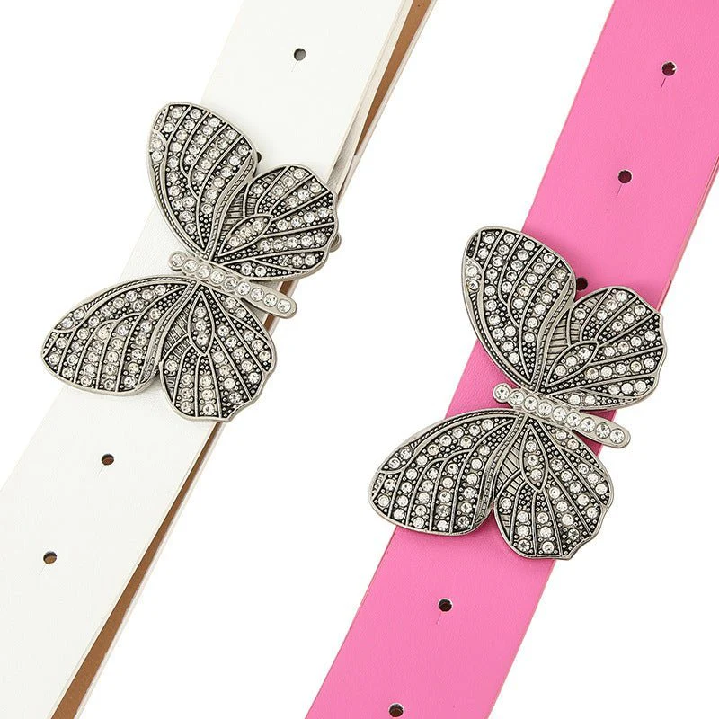 New fashion rhinestone inlaid women's belt butterfly buckle dress fashionable and versatile personality belt FD - Image 7