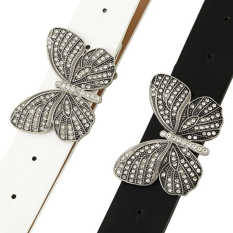 New fashion rhinestone inlaid women's belt butterfly buckle dress fashionable and versatile personality belt FD - Image 8