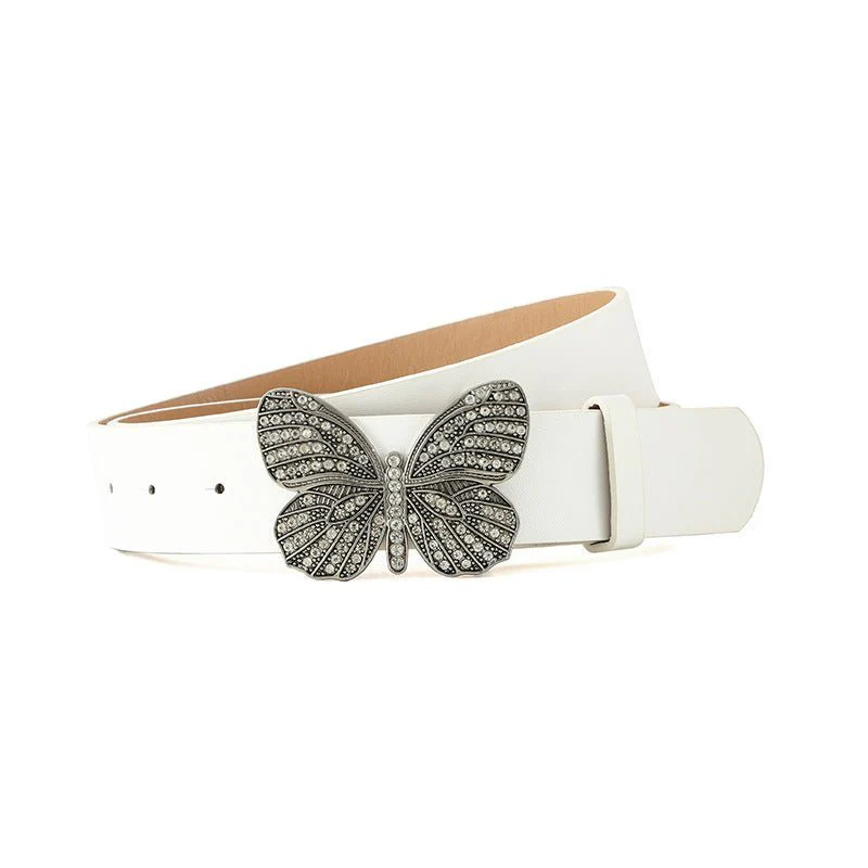 New fashion rhinestone inlaid women's belt butterfly buckle dress fashionable and versatile personality belt FD - Image 9