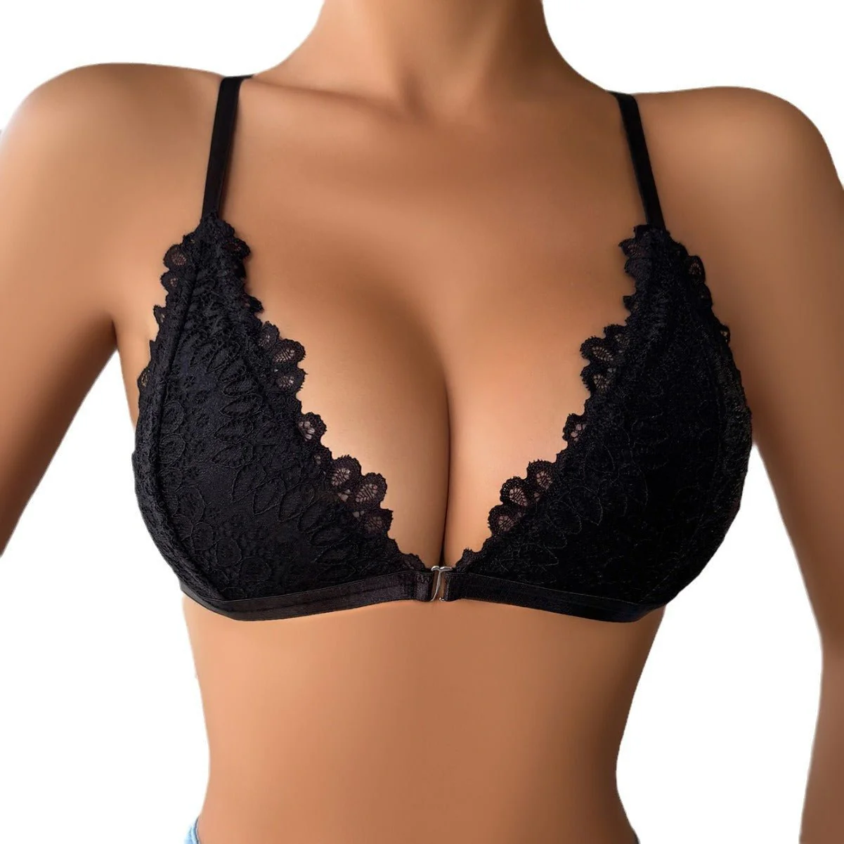 New lace lace up to push up seamless halter neck cross no steel ring bra FD - Image 6