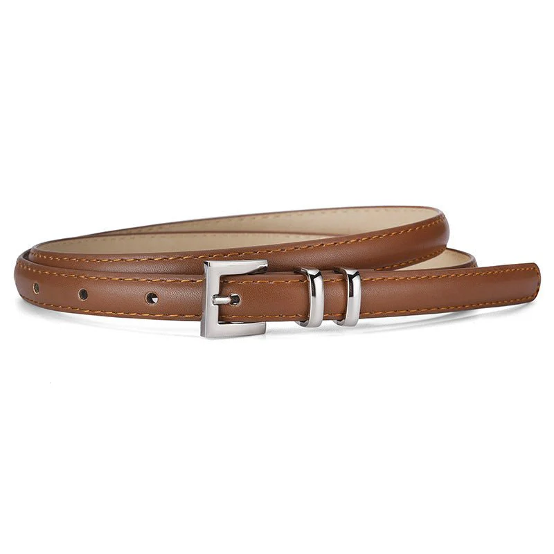 New retro silver buckle belt for women, slimming belt for jeans, fashionable and versatile suit leather belt wholesale (FD) - Image 2