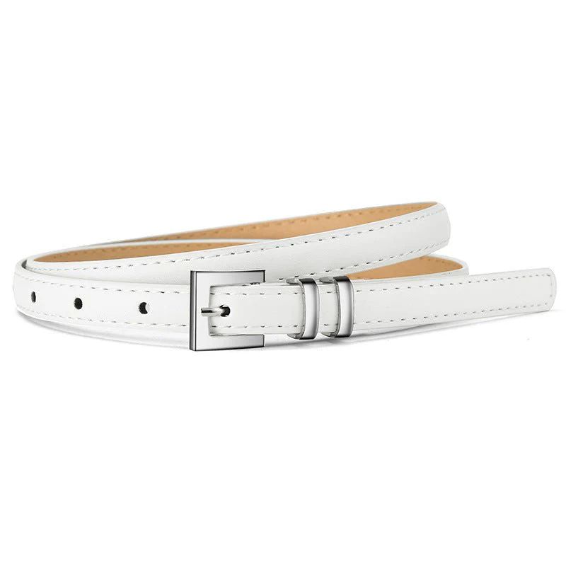 New retro silver buckle belt for women, slimming belt for jeans, fashionable and versatile suit leather belt wholesale FD