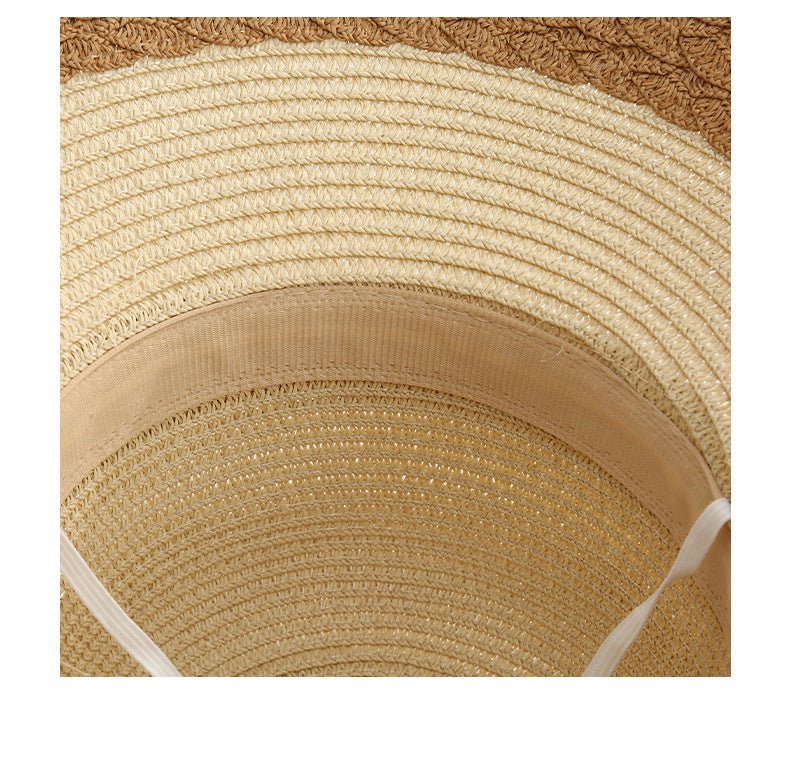 New straw hat for women on seaside vacation with bow ribbon sun hat with opening at the back of the head for ponytail sun hat - Image 11