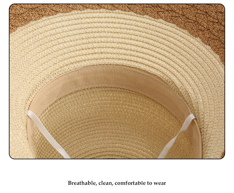 New straw hat for women on seaside vacation with bow ribbon sun hat with opening at the back of the head for ponytail sun hat - Image 8