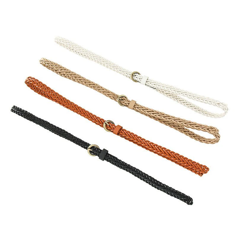 New style braided punch-free pin buckle retro casual thin belt waist rope decoration dress shirt belt - Image 6