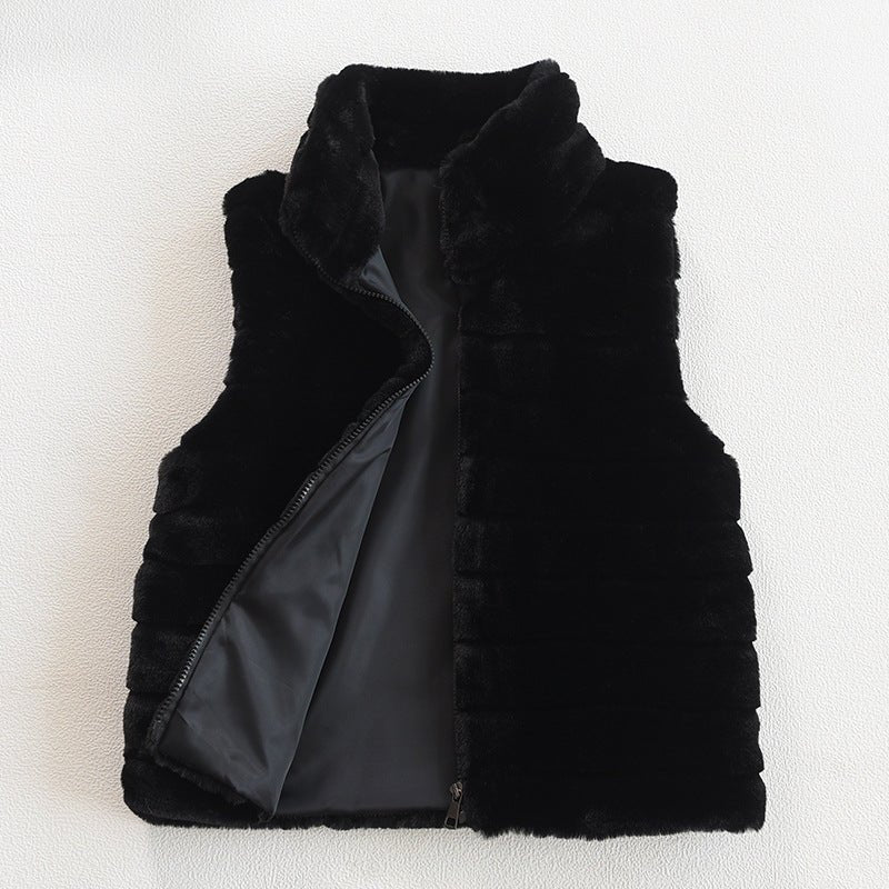 New style vest faux fur vest ladies stand collar faux fur coat - Image 3