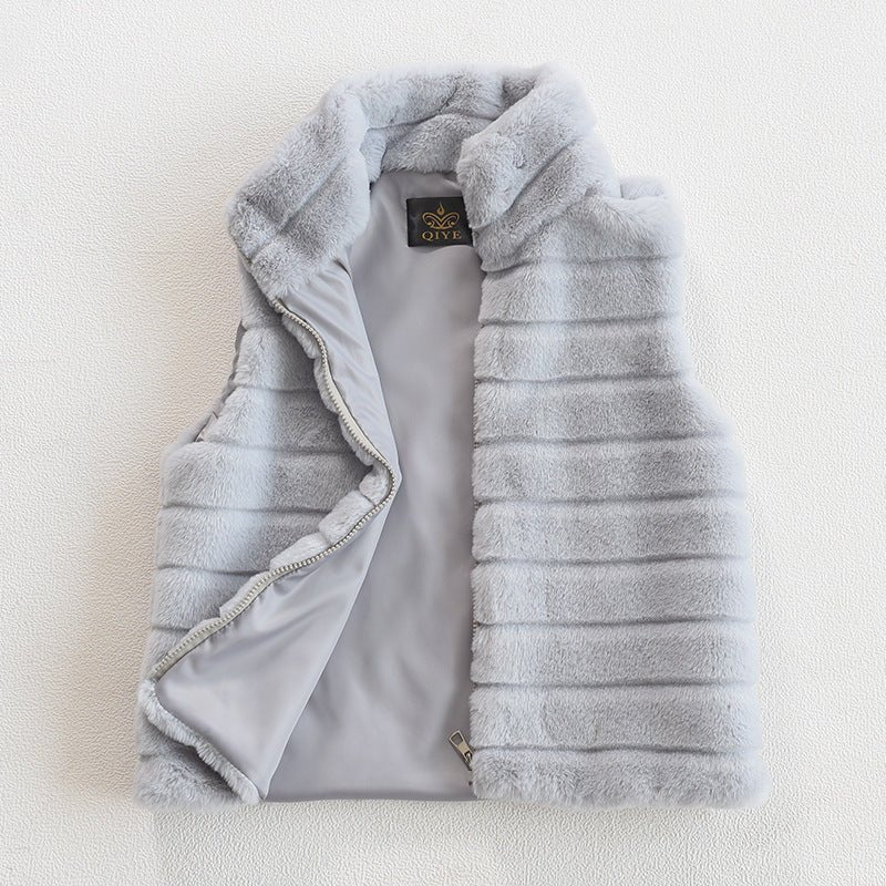 New style vest faux fur vest ladies stand collar faux fur coat FD
