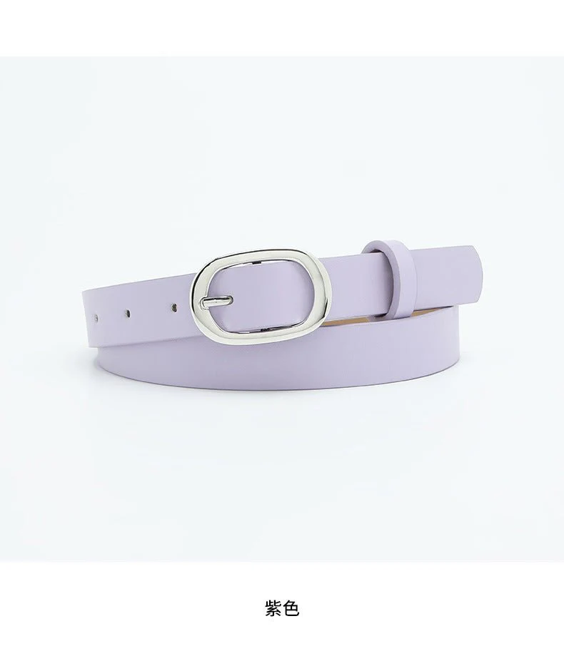 New style women's belt oval silver buckle versatile simple solid color decoration chic style jeans casual pants belt women - Image 13