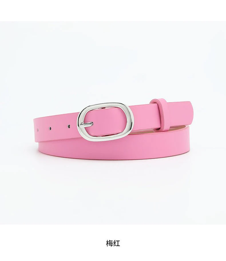 New style women's belt oval silver buckle versatile simple solid color decoration chic style jeans casual pants belt women - Image 14