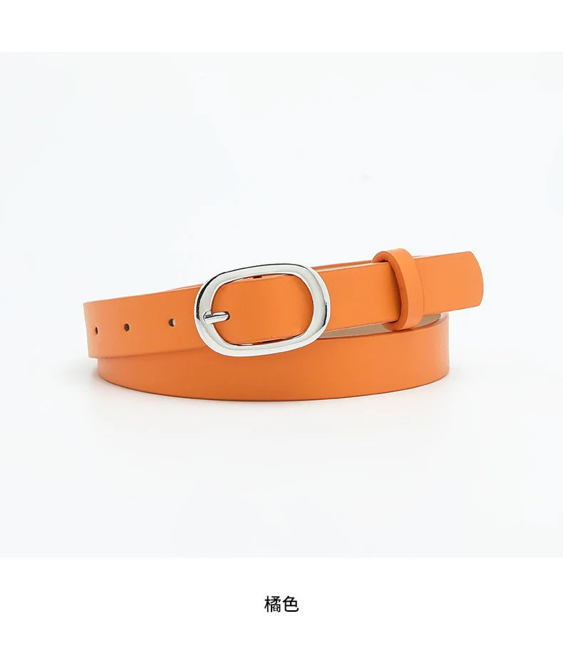 New style women's belt oval silver buckle versatile simple solid color decoration chic style jeans casual pants belt women - Image 15
