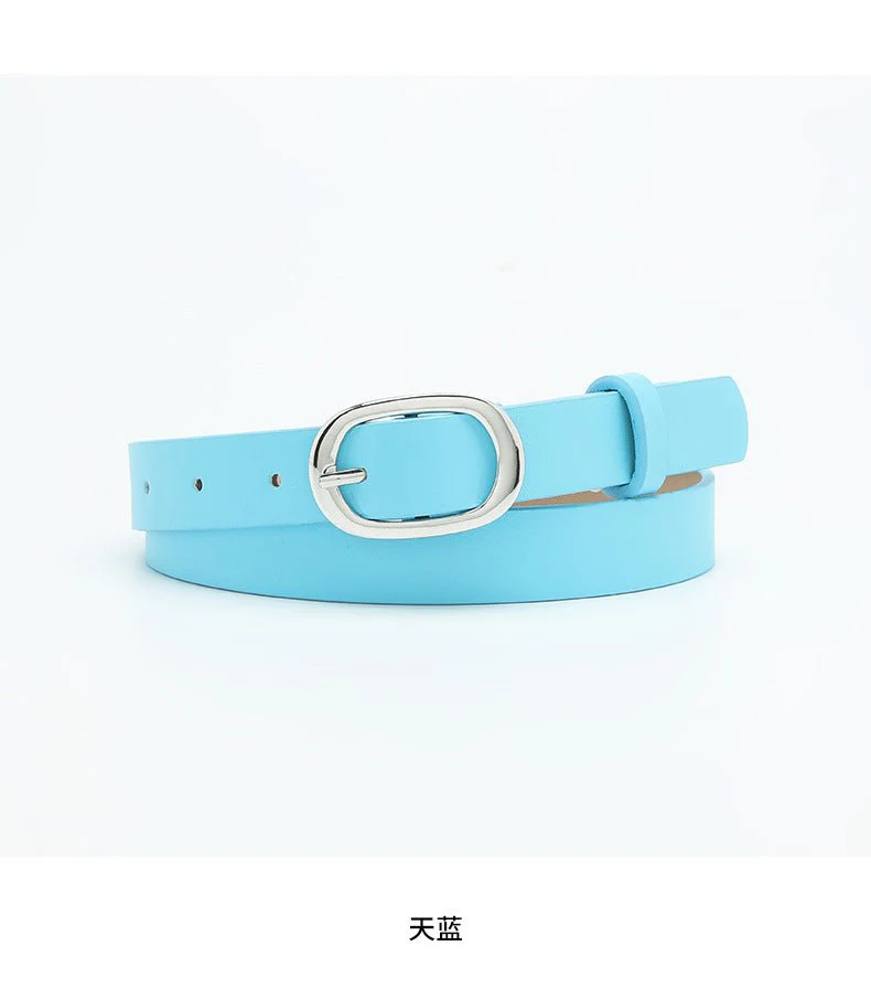 New style women's belt oval silver buckle versatile simple solid color decoration chic style jeans casual pants belt women - Image 16